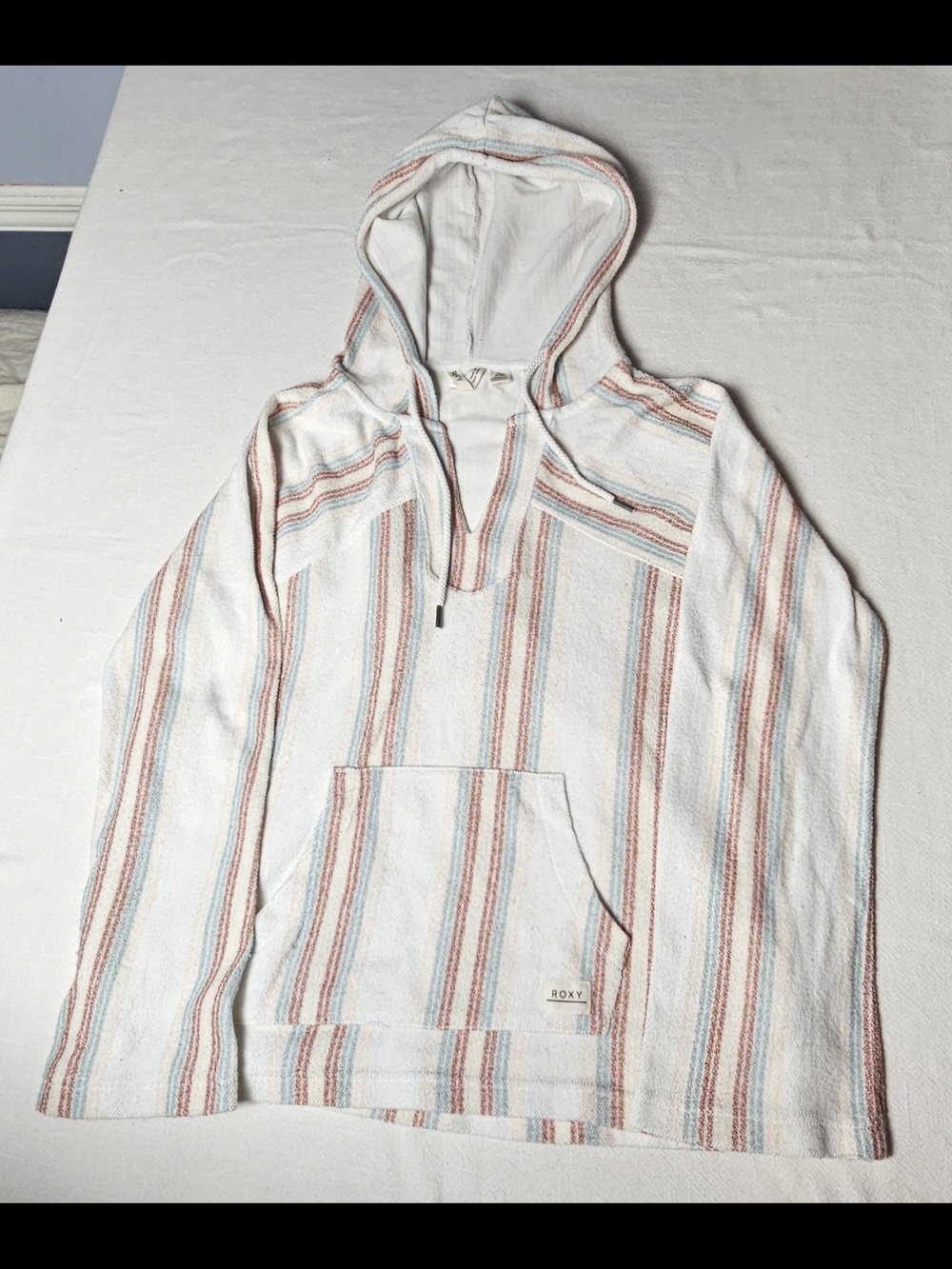 Roxy "Call of the Ocean" Poncho Baja Hoodie Womens Size Medium Cream